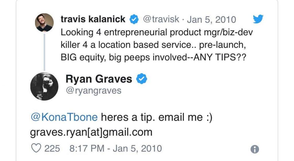 Uber Ryan Graves hiring tweet